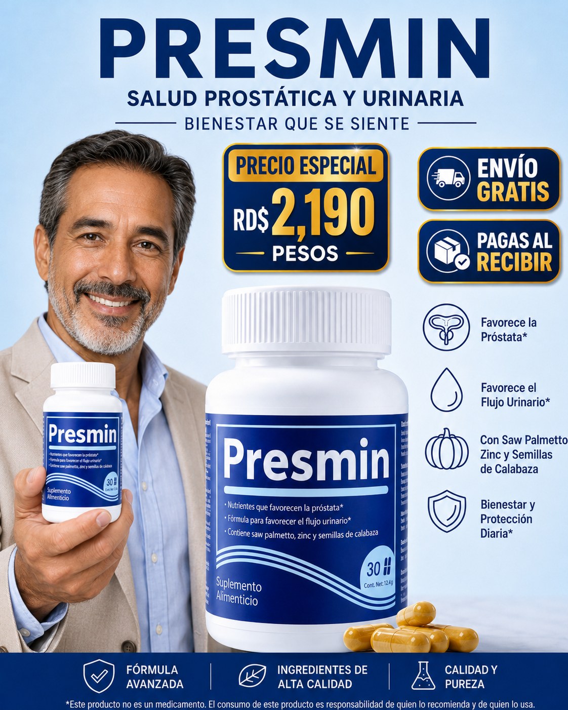 Presmin, 30 cápsulas por RD$2,190 con envío gratis